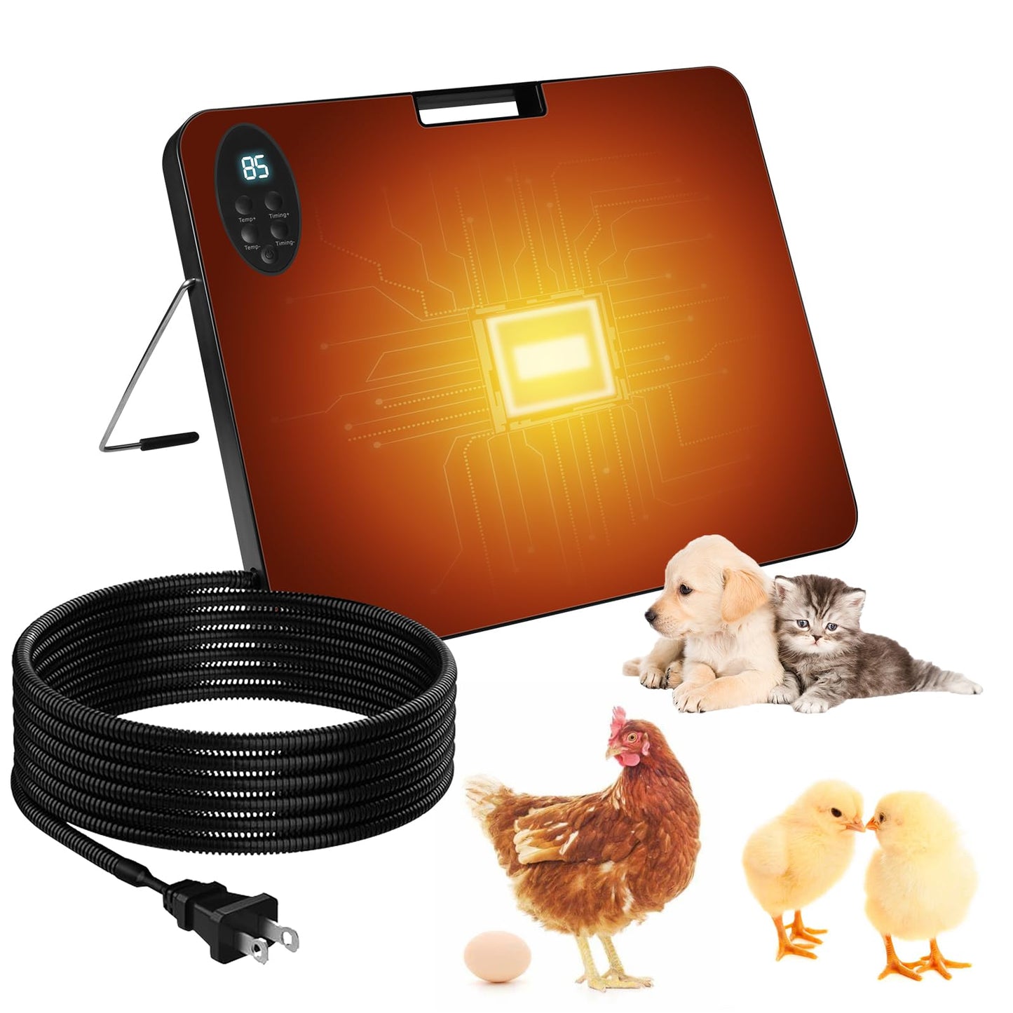 Chicken Coop Heater for Winter, Inside and Outdoor Pet, Animal Heater,Radiant Heat Panel with Overheating Protection with High Temperature Alert,Remote Control Timing Function, Adjustable Temp
