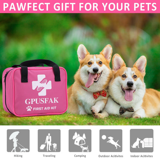 GPUSFAK 136pcs Dog First Aid Kit - Pet First Aid Kit for Dogs and Cats Pet First Aid Supplies for Car Traveling Home