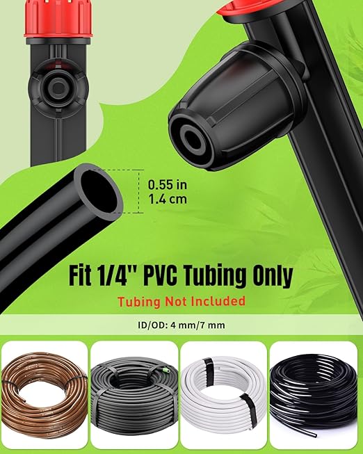 Pawfly 30 Pcs Drip Emitters for 1/4" Drip Irrigation Tubing, Drip Irrigation Emitters Sprinkler Heads with Adjustable 360 Degree Water Flow, Garden Drippers for Plants Watering System