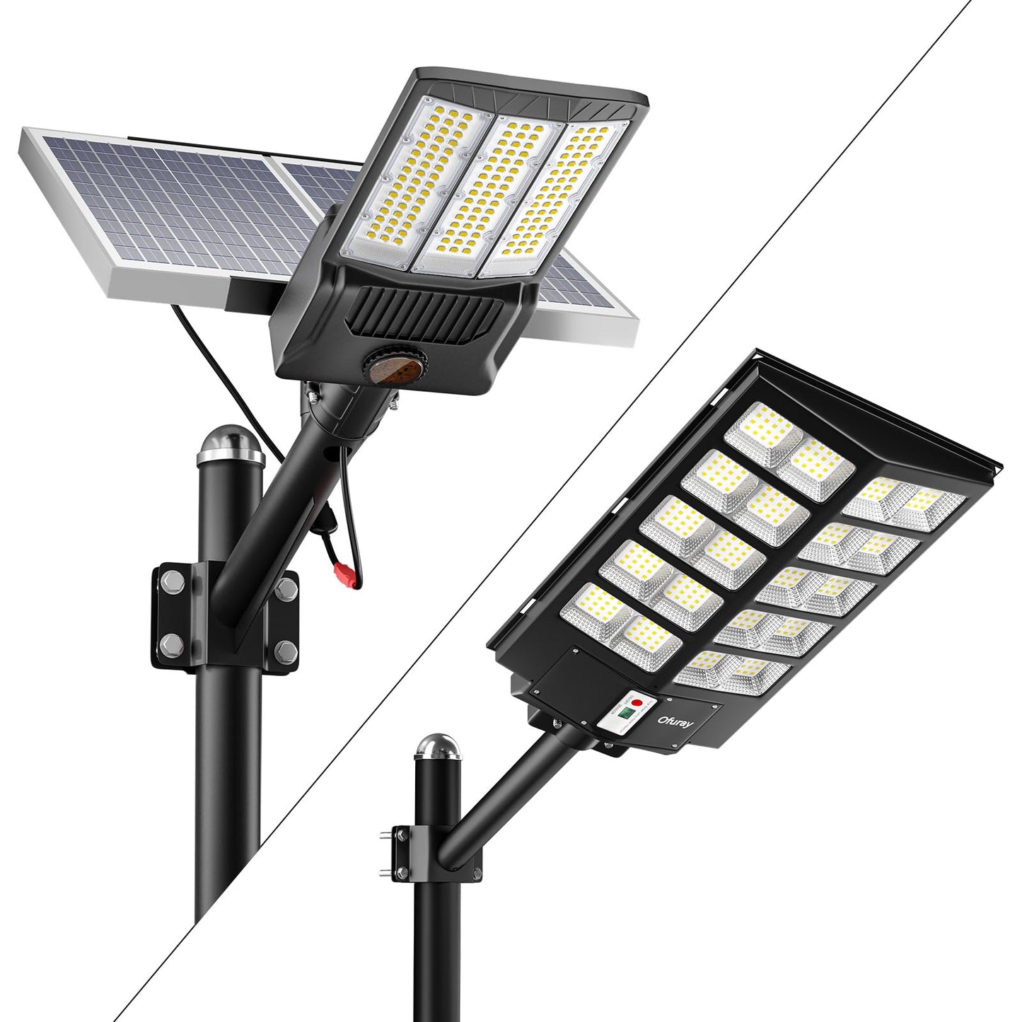 Ofuray Solar Street Lights Outdoor,Solar Parking Lot Lights Commercial with Motion Sensor, 6500k IP67 Street Dusk to Dawn with Remote Control for Street,Park,Barn