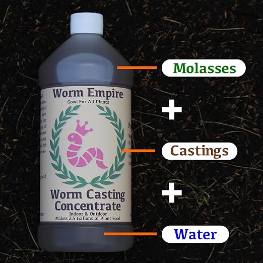 Worm Casting Tea, Natural Plant Food and Liquid Fertilizer Concentrate for Indoor and Outdoor, 1 Quart