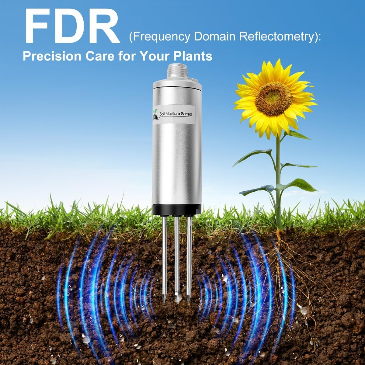 VODESON Plant Soil Moisture Meter High-Precision FDR Soil Moisture Meter with LCD Display - Rechargeable, 30,000 Data Log, (Soil Moisture Sensor)
