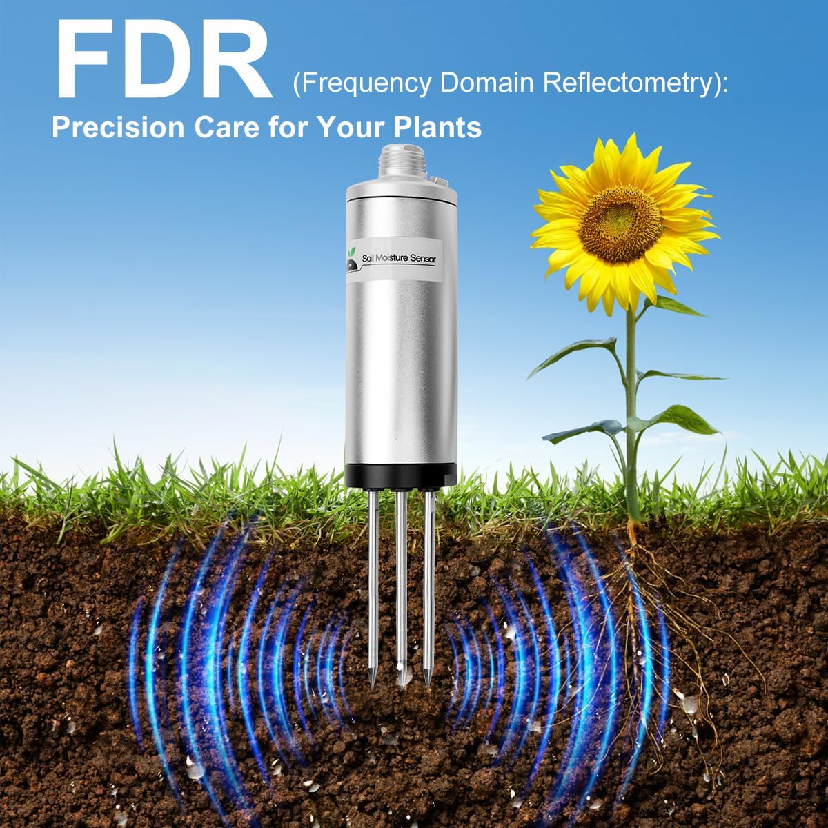 VODESON Plant Soil Moisture Meter High-Precision FDR Soil Moisture Meter with LCD Display - Rechargeable, 30,000 Data Log, (Soil Moisture Sensor)