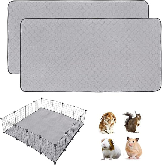 Guinea Pig Cage Liners, 2 Pack 48'' X 48'' Washable Guinea Pig Pee Pads, Non Slip Reusable Super Absorbent Guinea Pig Training Mat Bedding Fleece for Small Animals Hamster Rabbit Chinchilla Rat