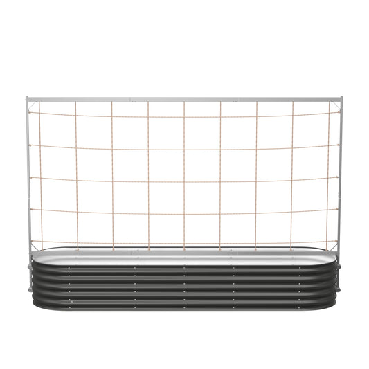 Vego Garden 17" Tall 10 in 1 2.5ft x 9.5ft Raised Garden Bed & 9.5ft Wide Metal Trellis