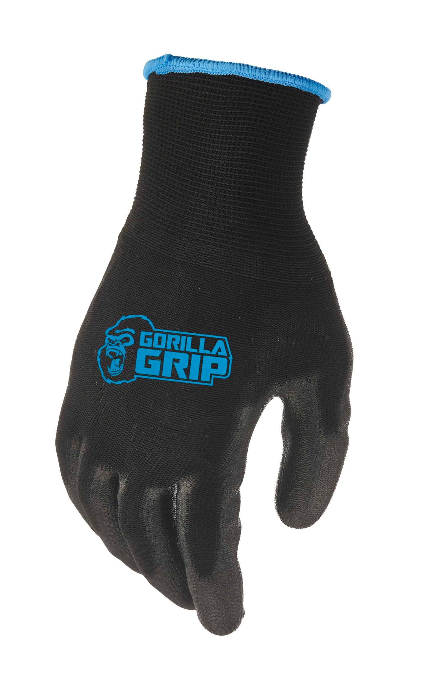 Gorilla Grip Work Gloves, Never Slip Maximum Grip All-Purpose, Gloves for Men, Superior in Wet, Dry, Oily Conditions, Polymer Palm, Large Size, 120 Pairs, Black/Blue| 19412AM