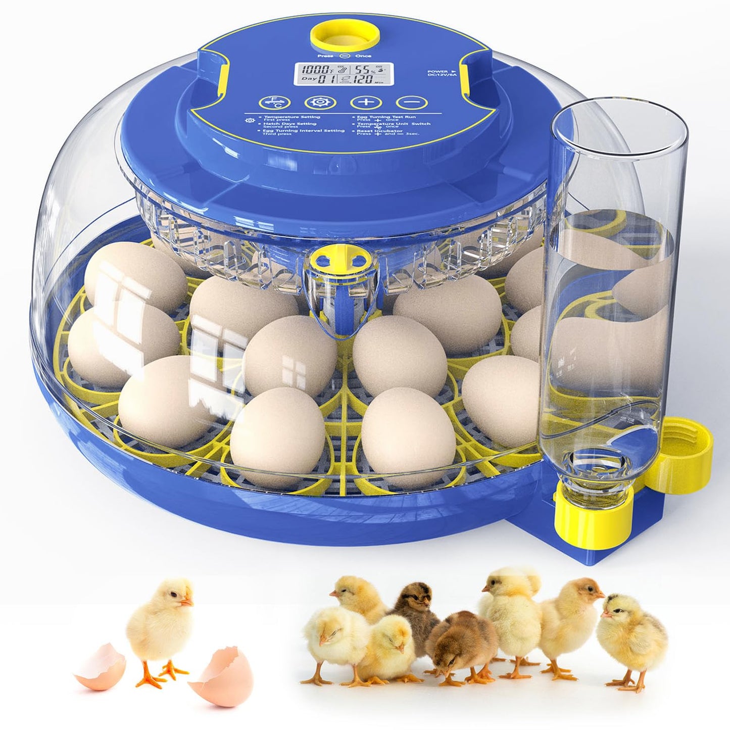 Forotone Incubators for Hatching Eggs, 18-Egg Incubator with Automatic Egg Turning and Humidity Control, Egg Candler, External Water Filling, Incubator for Chicken Eggs, Ducks, Goose, Quail