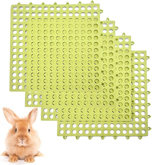 BNOSDM Rabbit Feet Pad 4 Pcs Rabbit Cage Mat Floor Plastic Bunny Resting Mat with Hole for Guinea Pig Chinchilla Ferret Small Animal (Green)