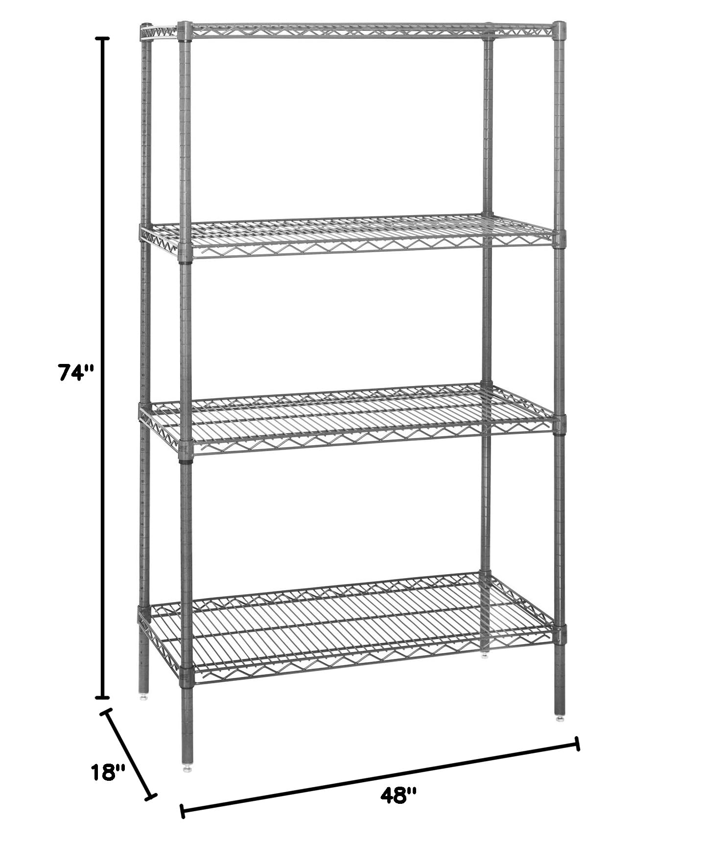 Aviditi 4-Shelf Adjustable Wire Shelving Unit, 48 x 18 x 74 Inches, (800 LBS Loading Capacity Per Shelf), for Kitchens, Pantries, Restaurants and Garage Storage (1 Unit)