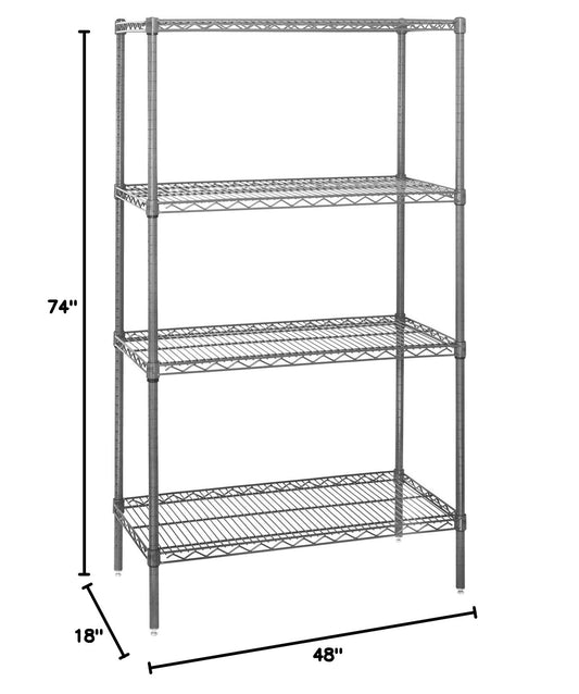 Aviditi 4-Shelf Adjustable Wire Shelving Unit, 48 x 18 x 74 Inches, (800 LBS Loading Capacity Per Shelf), for Kitchens, Pantries, Restaurants and Garage Storage (1 Unit)