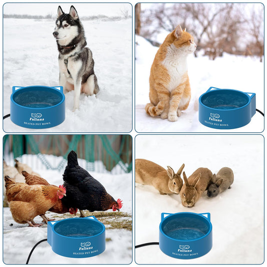 Alpcouts Heated Water Bowl for Outdoor Dog & Cat, Large Heated Dog Bowl Provides Drinkable Water in Winter, Outside Heated Pet Bowl with 78.7in Anti Chew Cord for Dogs Cat Bird Chicken Duck,108 OZ/30W