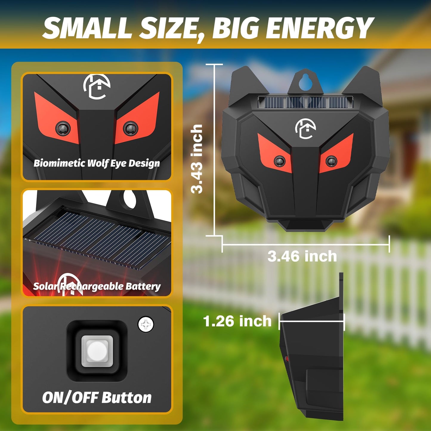 X-octenol Solar Powered Racoon Repellent Devices with Flashing Lights, Waterproof Coyote Deterrent Device Energy-Efficient Predator Lights for Chicken Coop