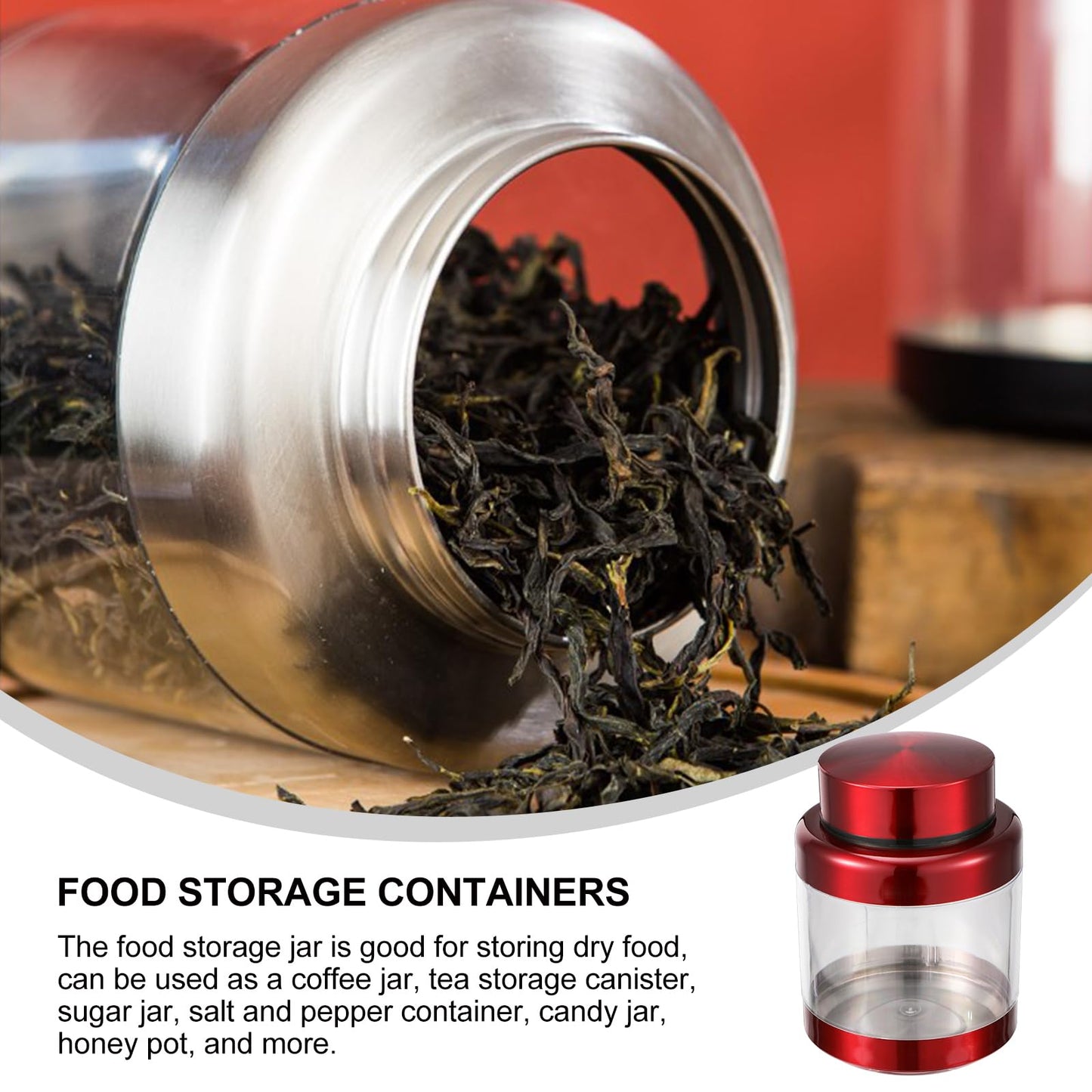 PRETYZOOM 2pcs Red Candy Jar Food Canisters Airtight Metal Kitchen Container Airtight Coffee Container Snacks Jar Coffee Bean Canister Sugar Jar Cereal Can Storage