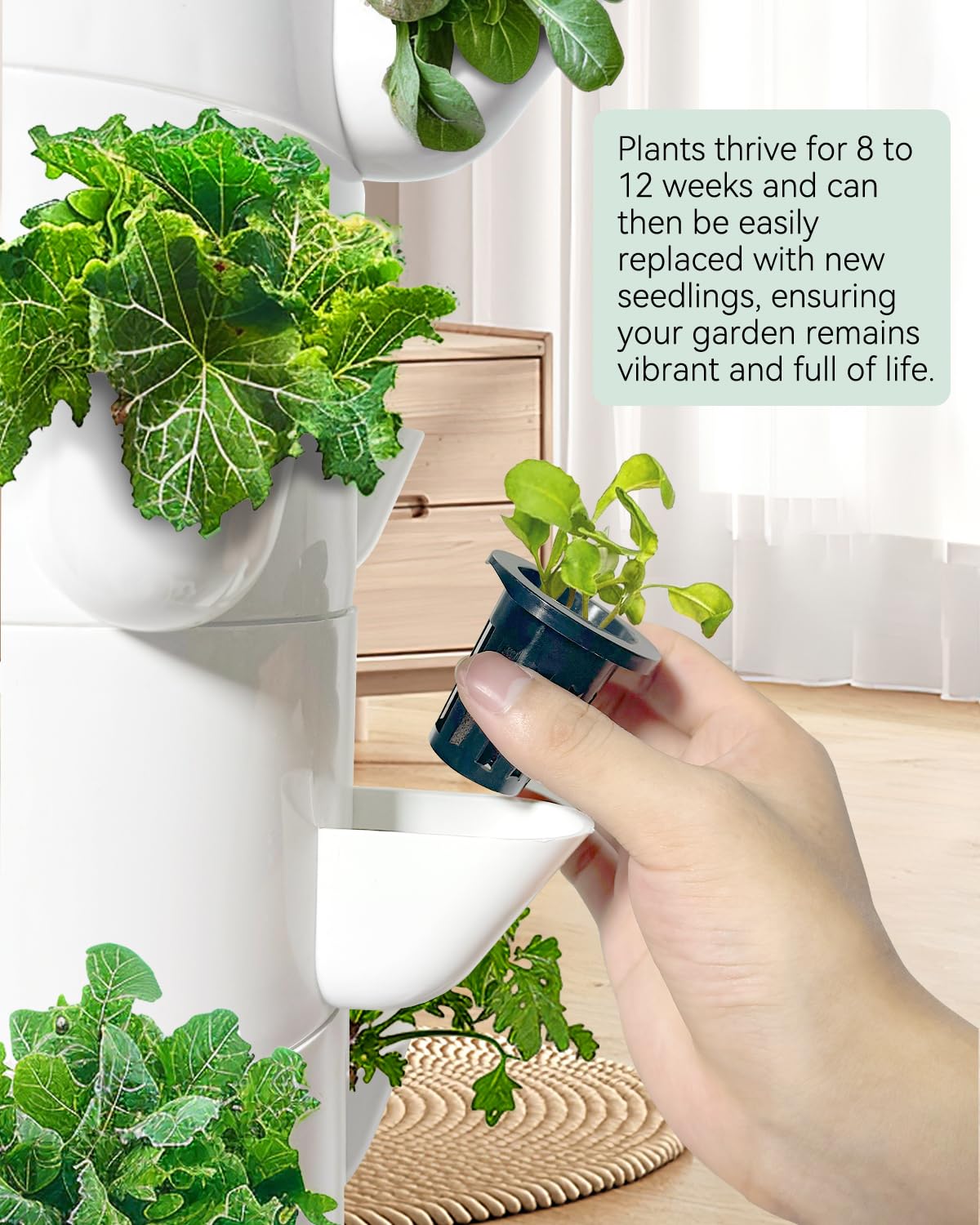 SJZXUV Vertical Hydroponics Growing System Kit, Indoor Outdoor Gardening System Kits, Herb & Fruits Growing Tower, 6 Layer 30 Pods
