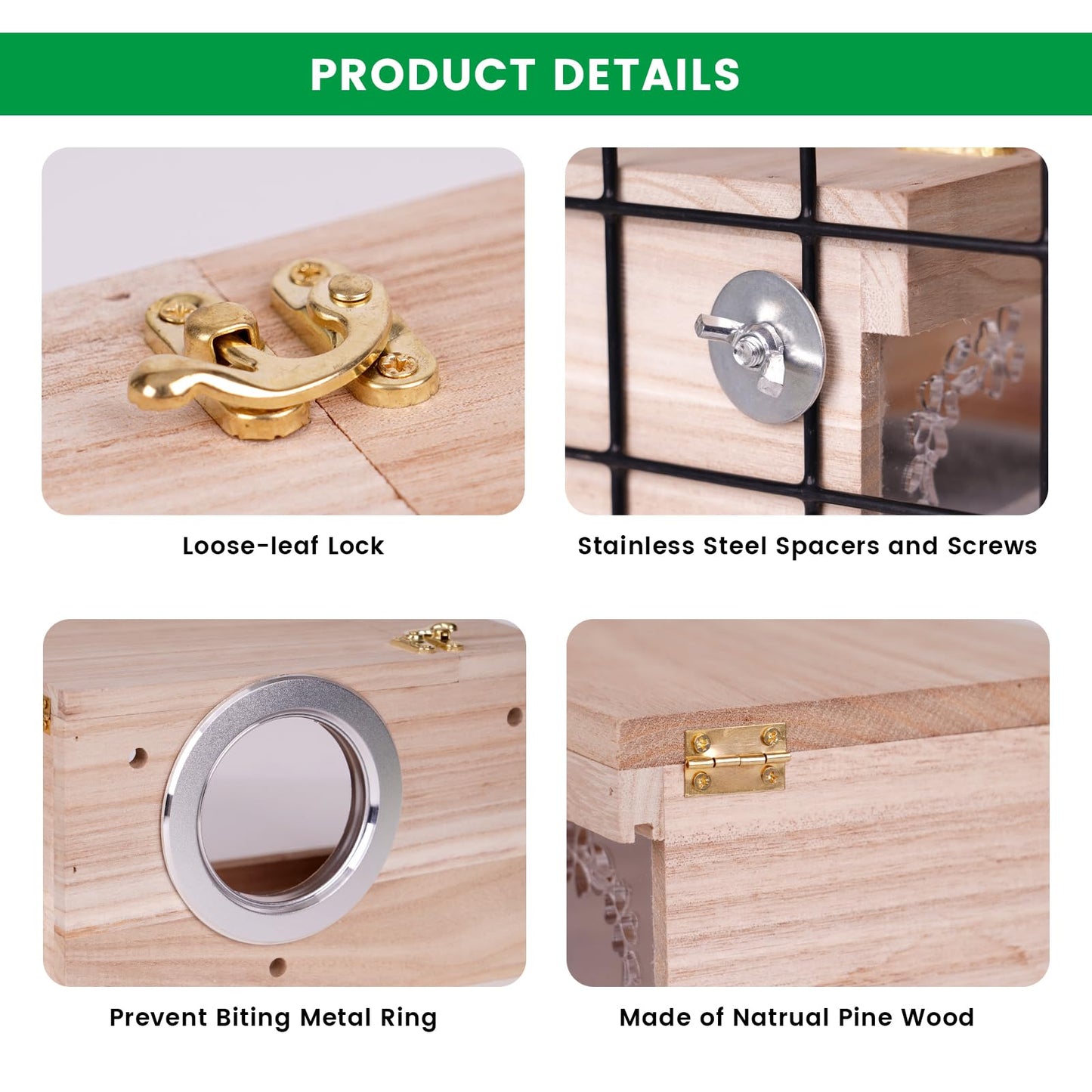 Parakeet Nesting Box for Cage Bird Breeding Box for Parakeet Nest, Large Nesting Box Inside Cage with Wooden Board for Lovebirds Budgie Conure Parrot Cockatiel Bird Accessories