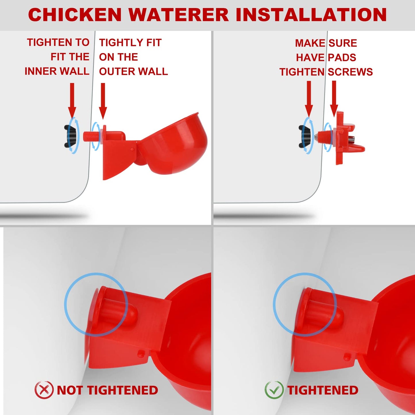 ‎Tgeyd Chicken Feeder and Chicken Waterer Set - Hanging Automatic Chicken Feeder No Waste - Chicken Coop Accessories - Poultry Waterer with 2 Gallon/10 Pounds