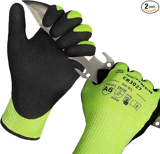 Schwer 2 Pairs Cut Resistant Gloves ANSI A6 Cut Proof Work Gloves, Touchscreen, for Men and Women Used for Woodworking, Glass Cutting, Construction, Cargo Handling, Car Repair, L