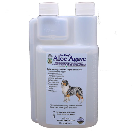 Doc Hoag’s Aloe Vera, Made in USA, Agave Natural Holistic Dog Supplement – Probiotic Digestive Support & Skin & Coat Hydration Formula, 16 Fl Oz