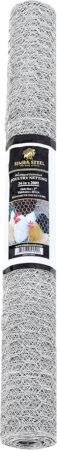 Chicken Wire 36 in x 200 FT x 2” Mesh x 20GA | Poultry Wire Netting | Hot Dipped Galvanized | Chicken Coop, Rabbit Cage, Fence Barrier (36 x 200 x 2)