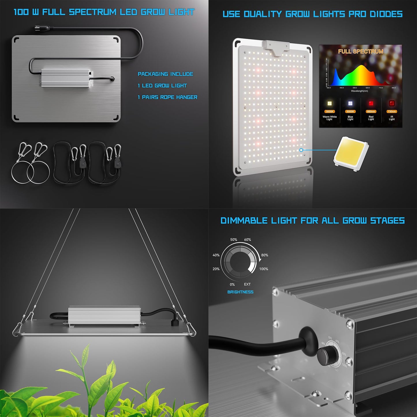 Supergrower 4X2X6FT Height Extra Grow Tent Kits Complete for Indoor Plants,Include Almost Everything for Indoor Plants Growing (LED Light+Tent+ 4" Vent Sets+Grow Tent Humdifier+Heater+Clip Fans)