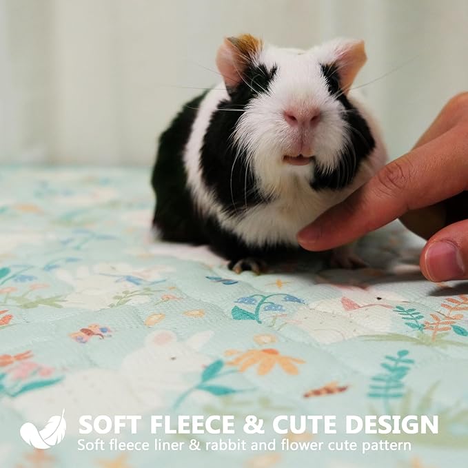 Guinea Pig Cage Liners, 59x31in 2 Pack Washable Guinea Pig Bedding, Waterproof Reusable & Anti Slip, Super Absorbent Guinea Pig Pee Pad for Small Animal, Rabbit, Bunny, Fit for C&C Cage, Green