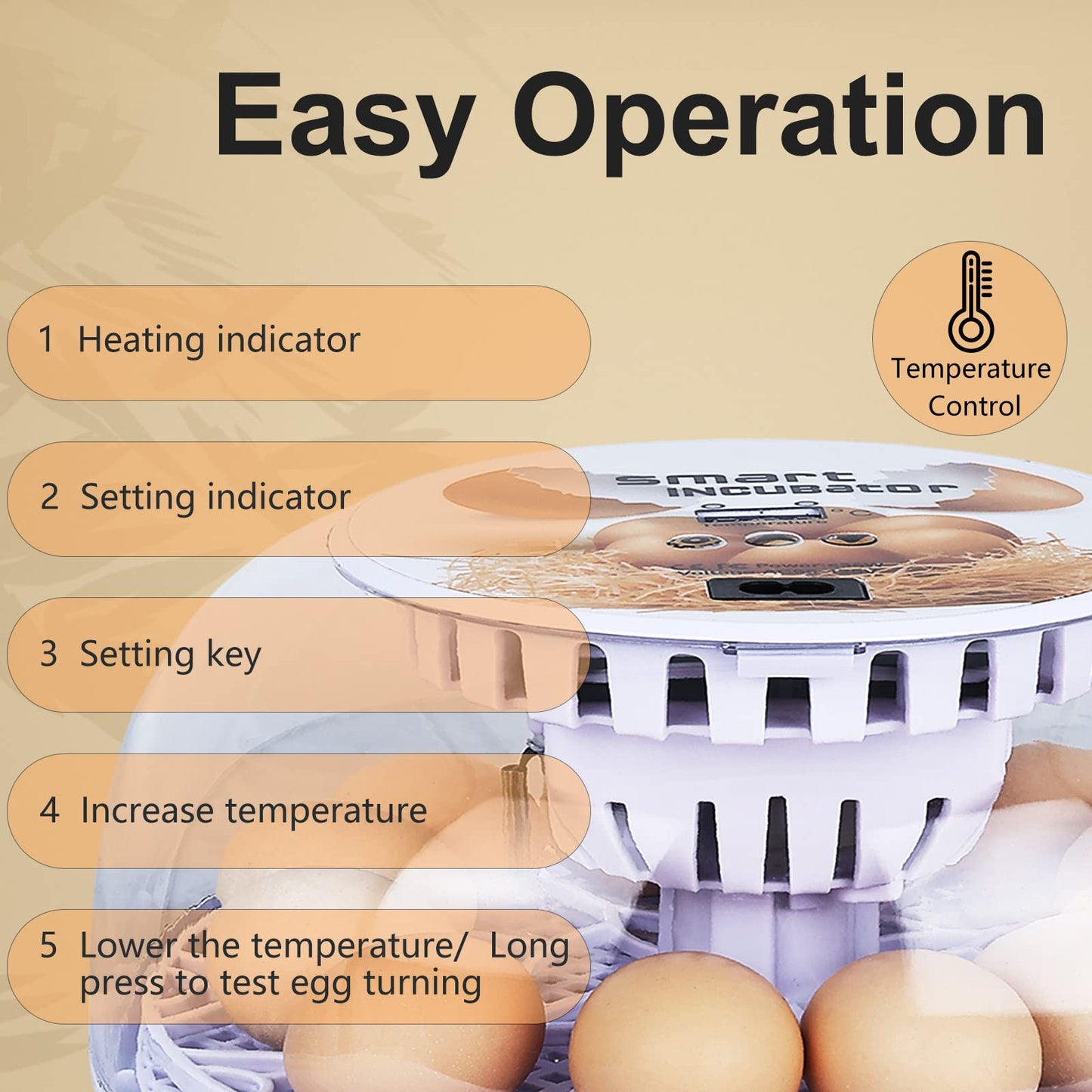 NORJIN Egg Incubator, 12 Eggs Incubator for Hatching Eggs, Digital Incubator Chicken Egg Incubator with Automatic Egg Turning and Water Adding for Hatching Chickens Birds Ducks