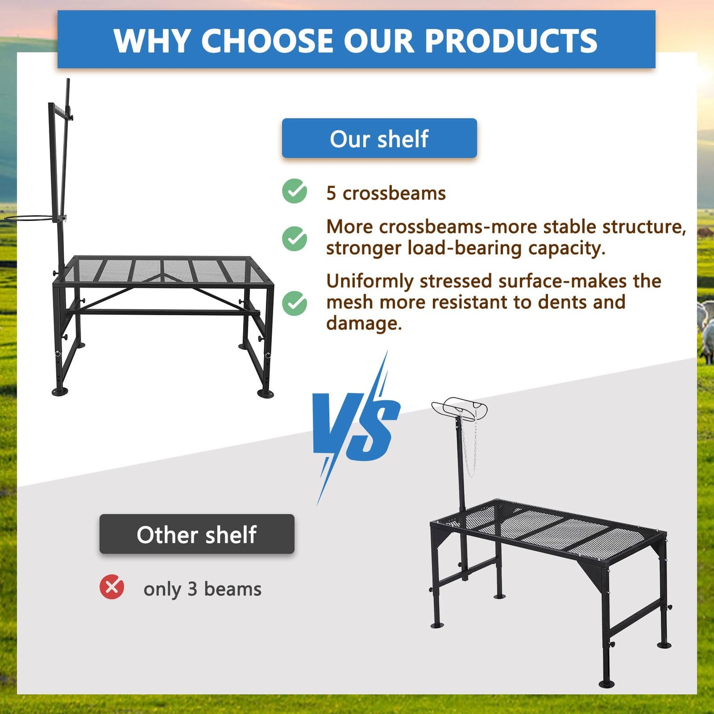 Lezbanz 600 LBs Goat Stand with Feed Bin, Goat Milking Stand for Sheep Trimming and Milking, Hoof Trimming Stand Adjustable Size, with Feeder, Iron Black