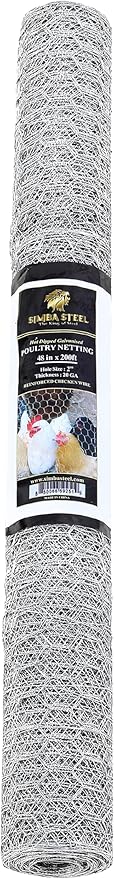 Chicken Wire 48 in x 200 FT x 2” Mesh x 20GA | Poultry Wire Netting | Hot Dipped Galvanized | Chicken Coop, Rabbit Cage, Fence Barrier (48 x 200 x 2)