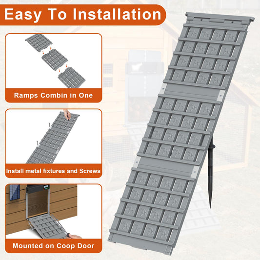 Chicken Coop Ramp for Coop: Chicken Ladder Ramp for Henhouse with Adjustable Angle and DIY Length - Chicken Roosting Steps for Leg Problem or Cannot Fly Chickens - Rot-Resistant & Waterproof
