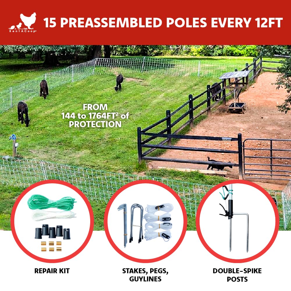 RentACoop Electric Anti-Predator Goat Fence - Suitable for Goats and Larger Animals - Energizer Not Included - 168' L x 42" H