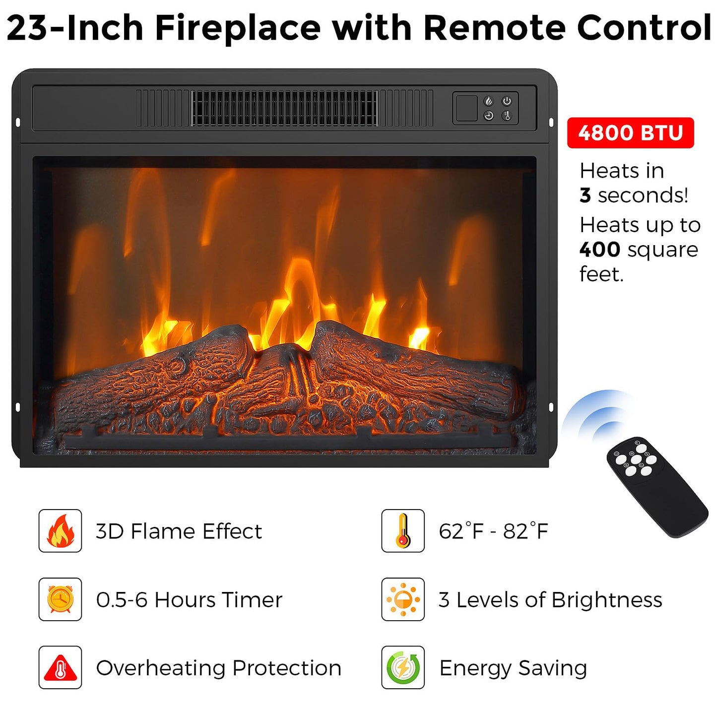 Electric Fireplace Tv Stand for Tvs Up to 67 Inch, Farmhouse 23" Remote Control Fireplace Entertainment Center with Sliding Barn Door, Storage Cabinets/Adjustable Shelves for Living Room