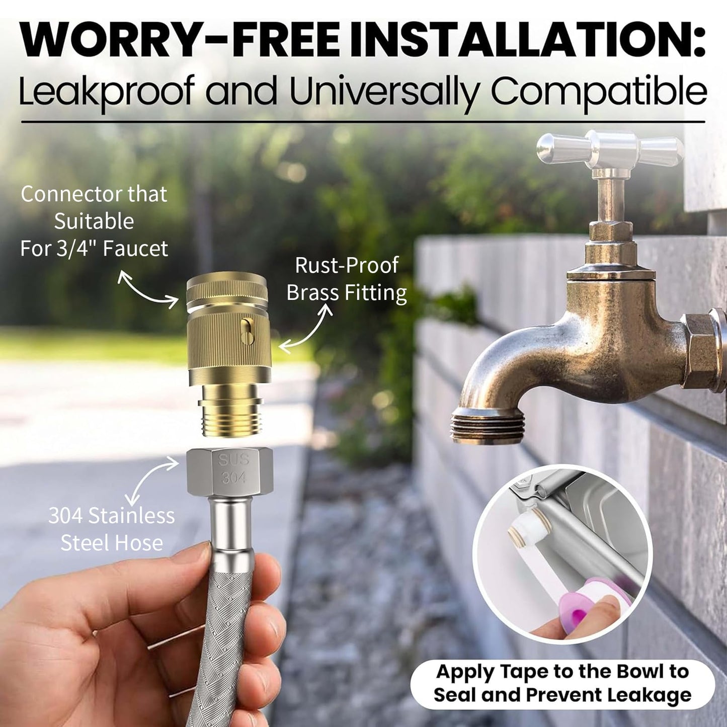 SUPERPAWS Automatic Chicken Water Dispenser Large 304 Stainless Steel Duck Waterer Outdoor Heavy-Duty Self Refilling Watering System with Installation Accessories Cleaning Brush