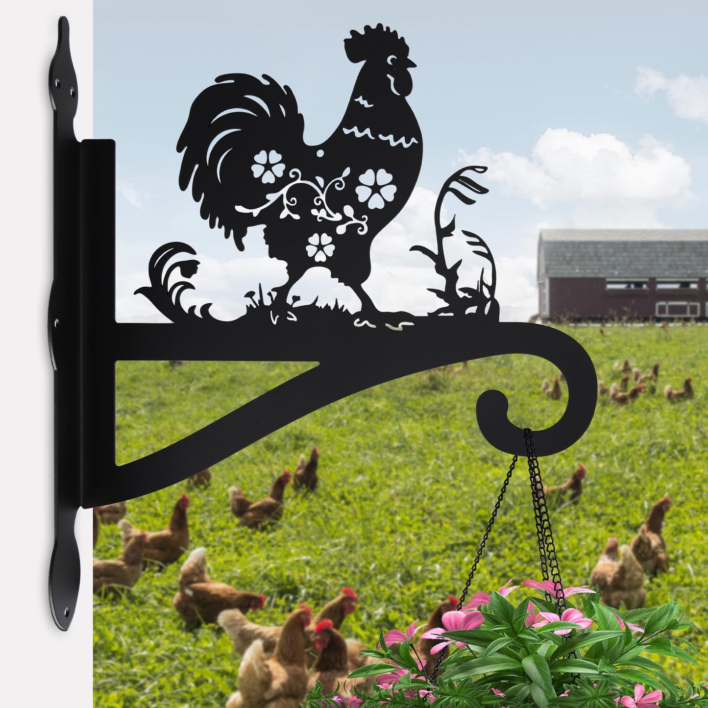 Plant Hanger Outdoor & Indoor, Chicken Decor Hanging Basket Hooks, Wall Hangers for Hanging Plant, Flower Basket, Bird Feeder, Lantern, Wind Chimes, Chicken Coop Accessories-Patio, Garden, Home Decor