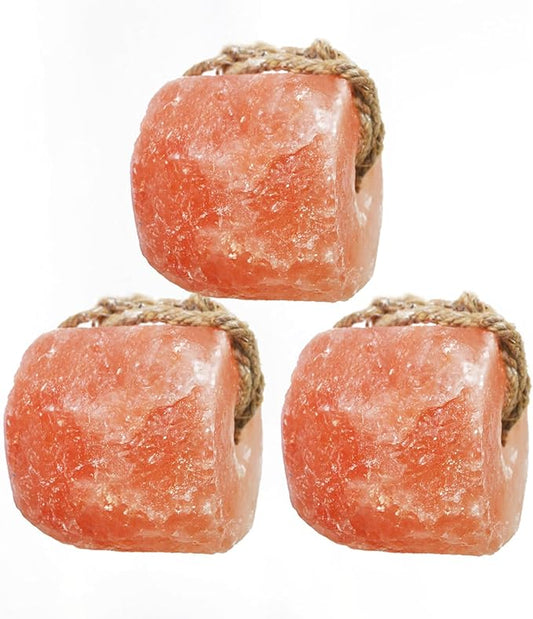 kathson Hanging Salt Lick for Horses Pack of 3,Himalayan Salt Blocks for Horse Natural Organic Mineral Salt Block Licking Salt Licks for Horses Cattle Deer Goats Cows and Other Livestock(10.55-12 LBS)