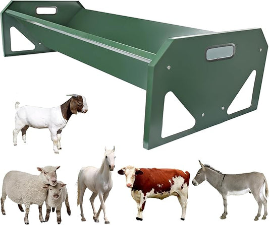 45 Inch Stainless Steel Feed Trough, Heavy Duty Goat Feeder, Livestock Feeder Large Capacity & Easy to Clean, for Calves, Goats, Sheep, Horses, Alpacas