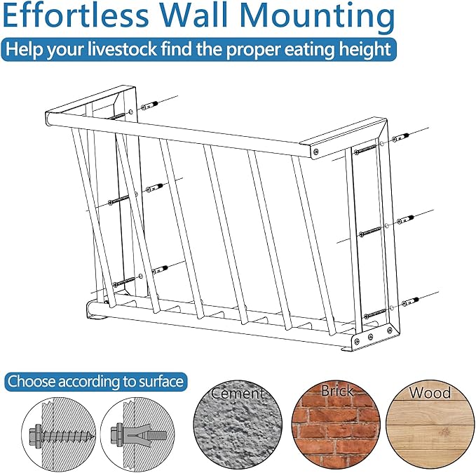 2Pcs Wall Mount Hay Rack, 27'' Long Livestock Hay Feeder with 16 Gallon Capacity, Carbon Steel Hay Feeder for Sheep, Goats, Horses, Indoor Outdoor Uses