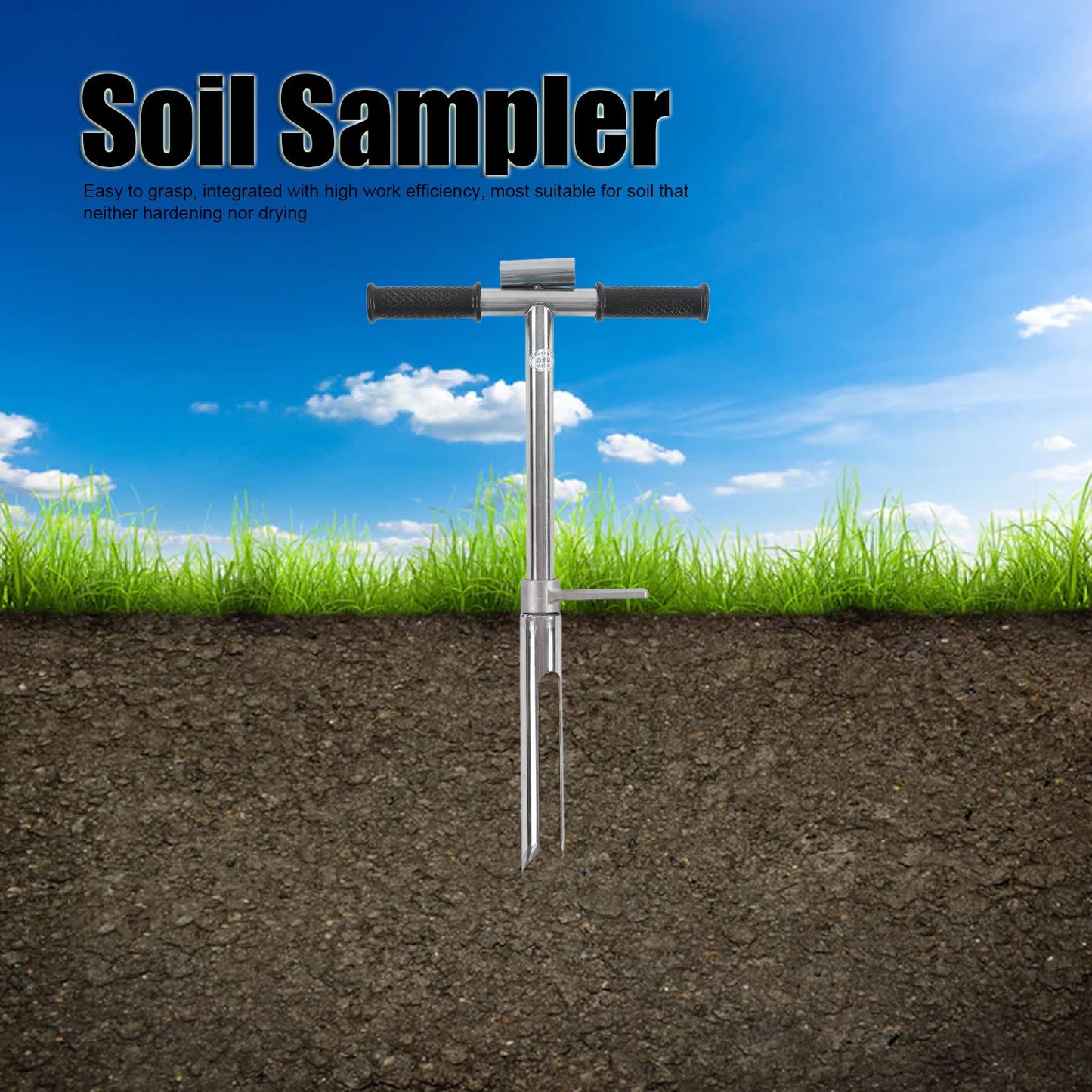 Soil Sampler Probe Original Soil Auger Foot Pedal Tool Handle Soil Extractor Dozer Steel 58Cm Kits Soil Sampling Tool Tool Utensil 38Mm Testing Probe Tester Probe for Test