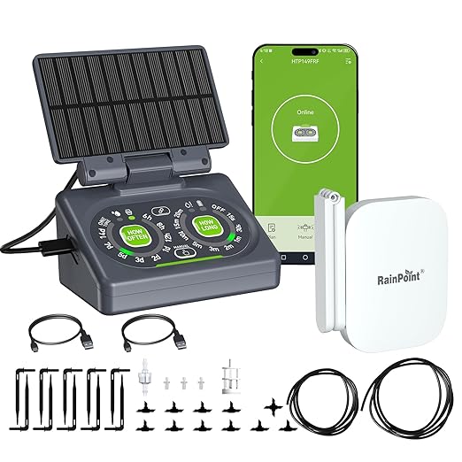 RAINPOINT Smart Automatic Watering System for 15 Potted Plants with Detachable Solar Panel, Local Control & Remote App Control, Drip Irrigation Kit for Indoor Houseplants,Low Water Auto-Shutoff