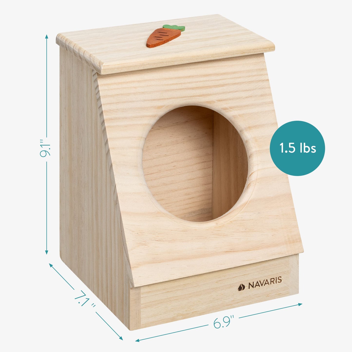 Navaris Hay Feeder for Rabbit - Wood Hay Holder for Small or Medium Rabbits, Bunny, Guinea Pig - Wooden Animal Feed Food Box with Cute Carrot Design