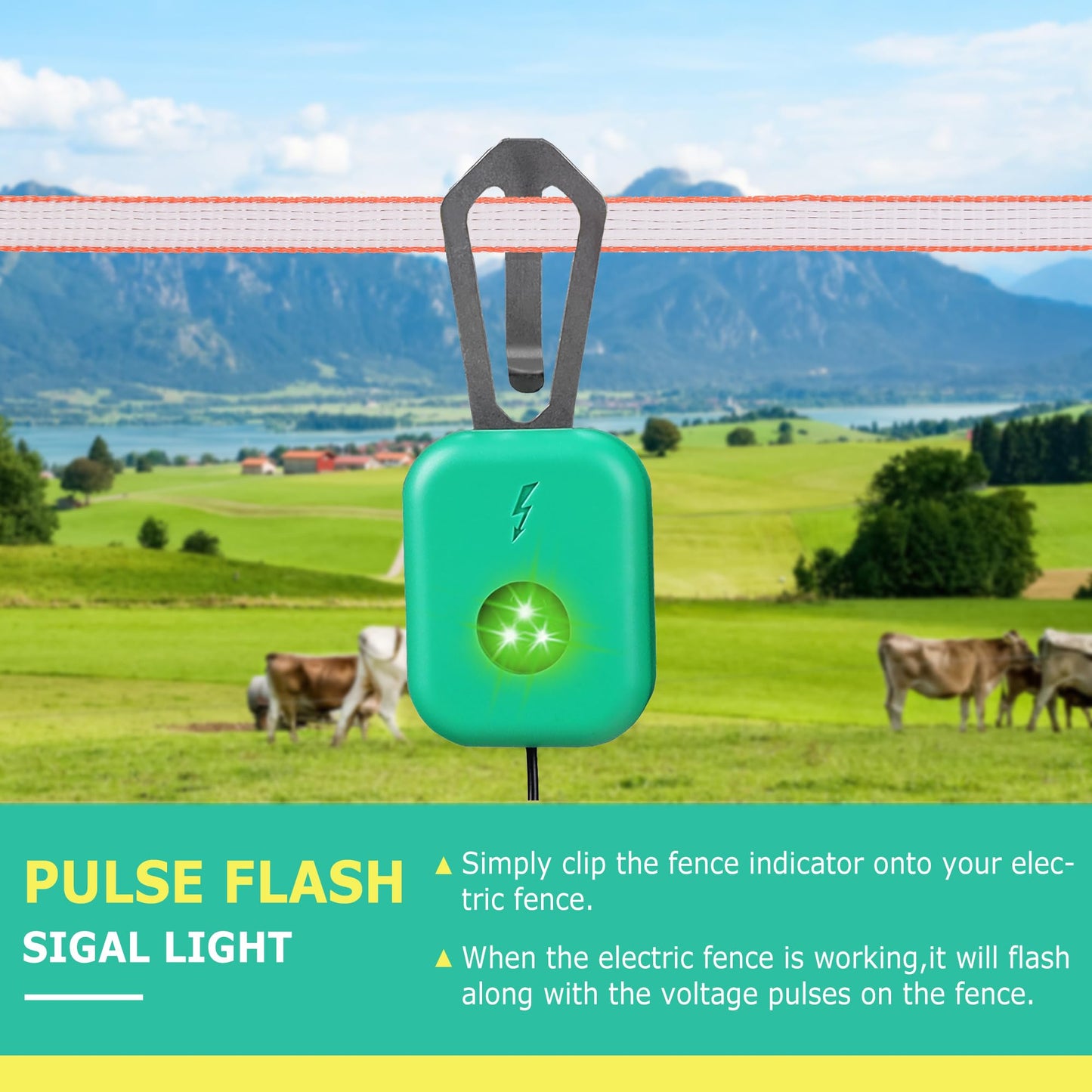 Electric Fence Tester with LED Indicator Lights - 300V to 10kV Range | Detects Energizer Pulses | Clips to Wire or Tape Fences