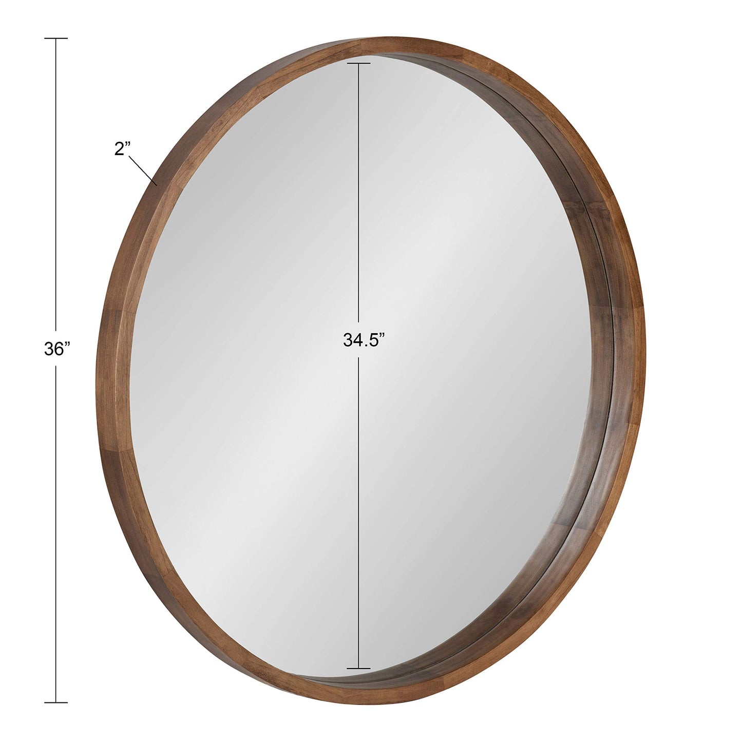 Kate and Laurel Hutton Round Wood Framed Wall Mirror, 36" Diameter, Natural Rustic Brown, Geometric Home Decor