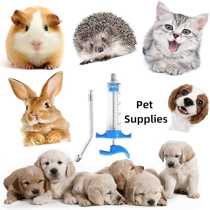 1 Pcs Goats Feed water filler, Drench Nozzle, Reusable, Adjustable Dosage, for Cattle, Sheep, Goats, Horse, Pig, Dog Supplies (Blue 20ml)