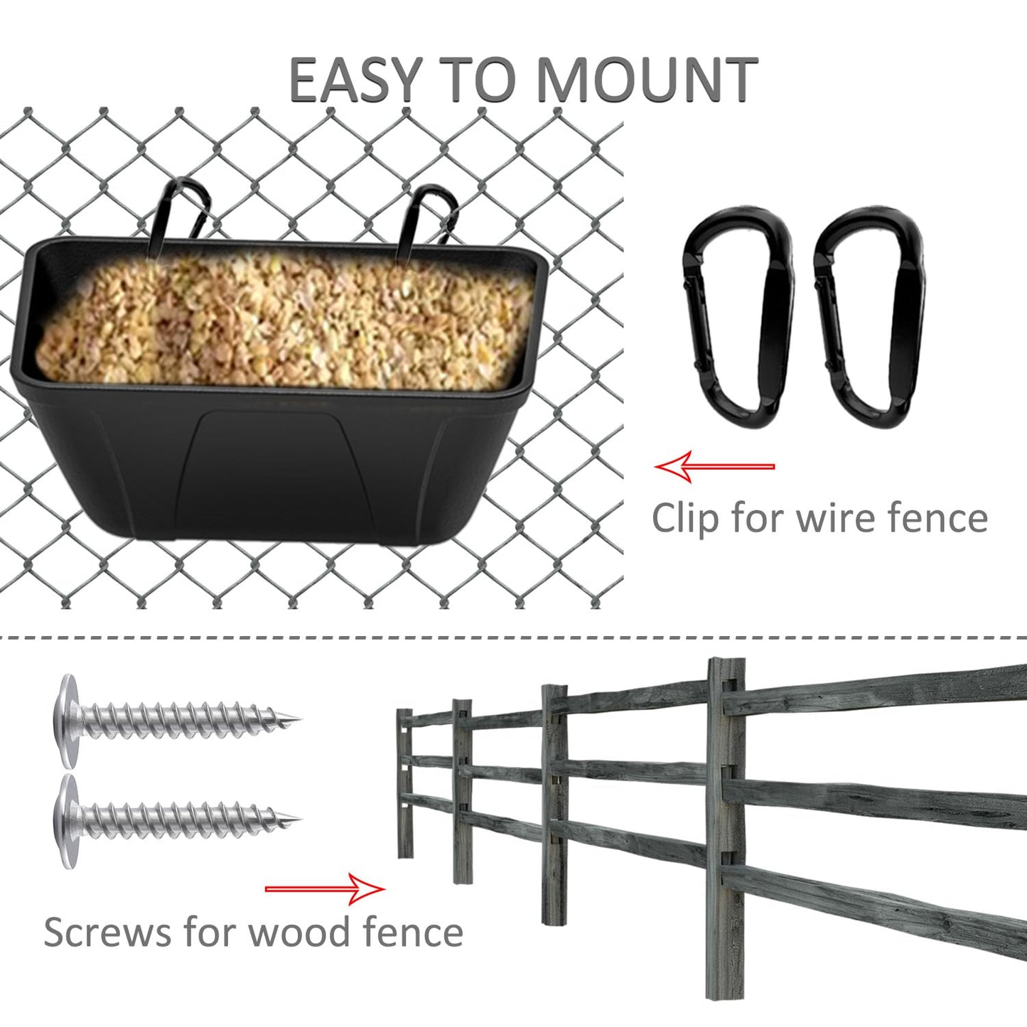 Hanging Chicken Feeder Trough for Goat Sheep Deer Poultry Duck Chicken Fence Feeder Livestock Feeding Container Goats Supplies Feeders Waterer Bucket