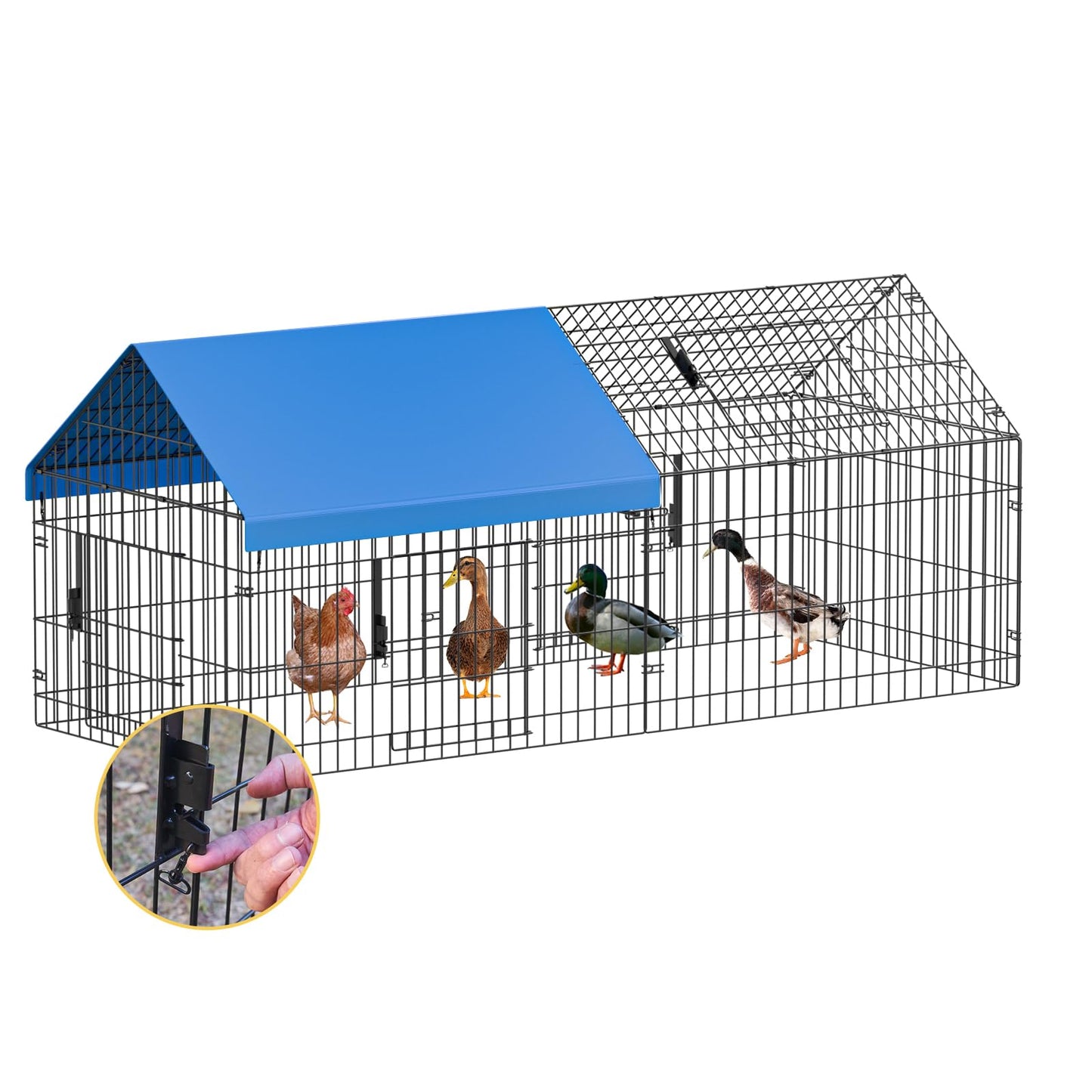 INJOPEXI Metal Chicken Coop 71.7"×30"×31" Chicken Runs for Yard with Cover Chicken Playpen Enclosure Chicken Pen Kennel Duck Coop Cage Hutch Fence for Outdoor Backyard Farm Rabbit Small Animal Poultry