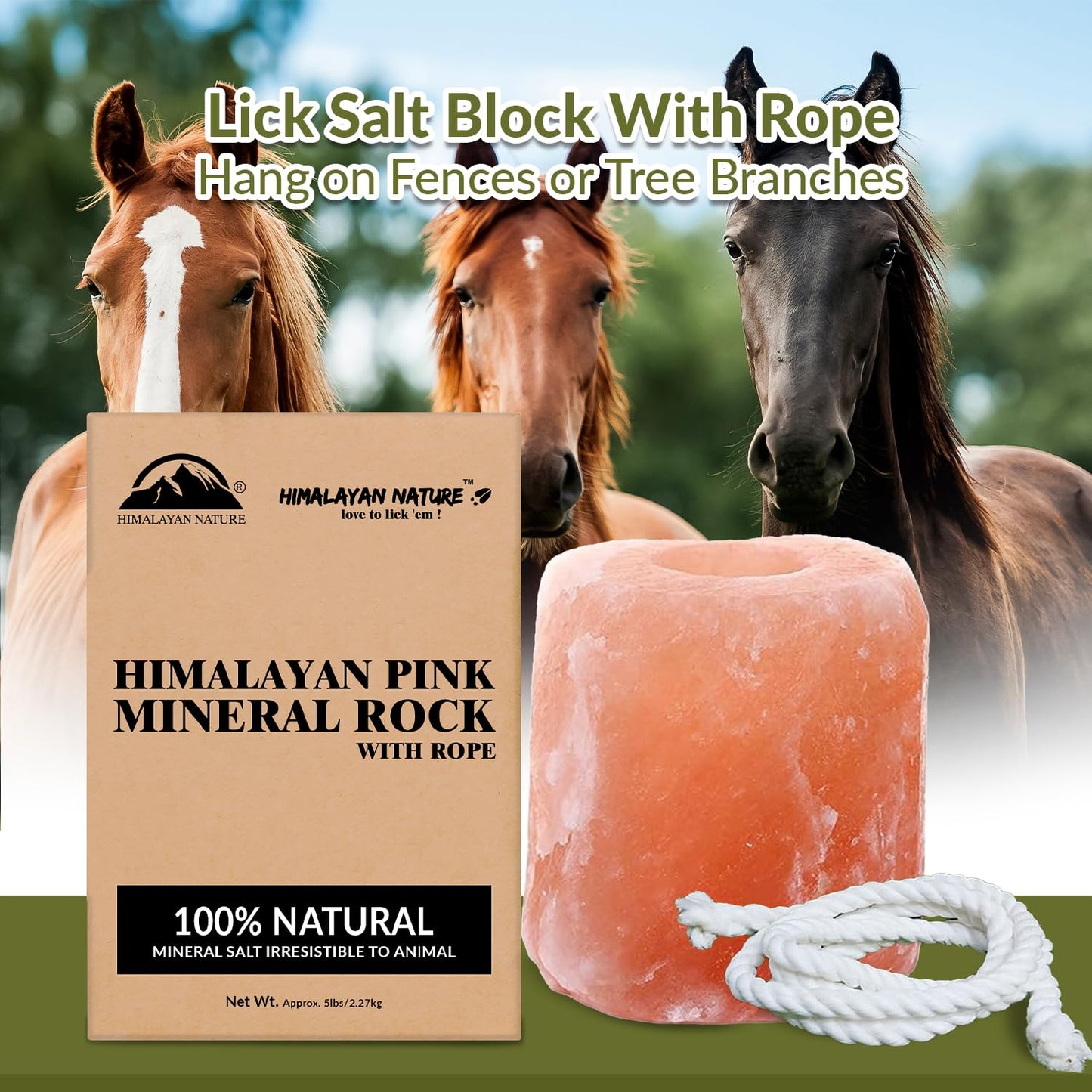 Himalayan Nature Salt Lick for All Animals – 100% Natural Pure Salt Rock for Horses, Rabbits, Cattle and Livestock – Long Lasting | Pack of 2