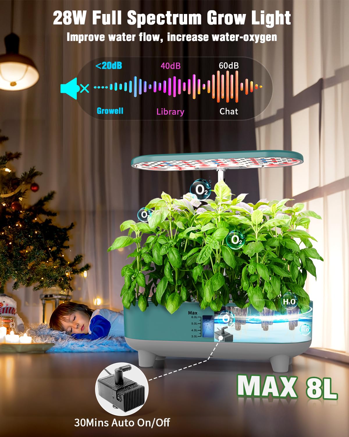 Growell 16 Pods Hydroponics Growing System Kit & 90 Pods Vertical Indoor Garden