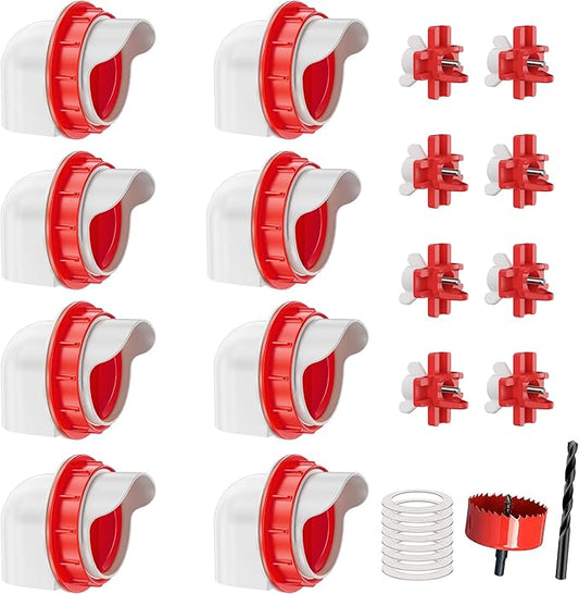 Chicken Feeders and Waterers, 8 Ports Chicken Feeder No Waste and 8 Packs Chicken Water Nipples