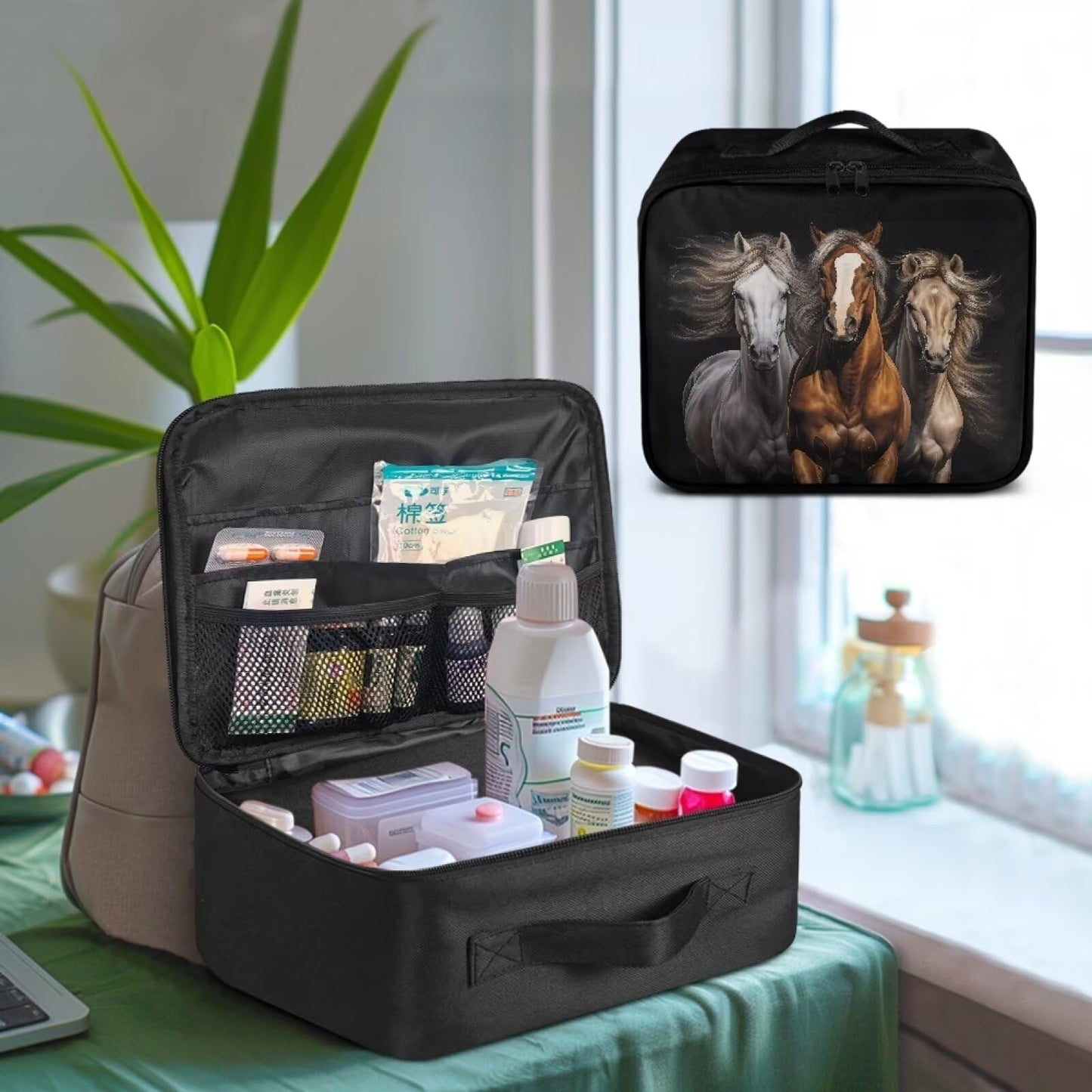 Rnyleeg Horse First Aid Kit Bag Portable First Aid Kits for Businesses Medium Emergency Medical Kit for Home Medicine Storage Bag