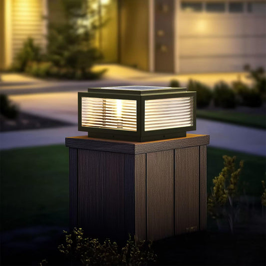JHOTEC Large Outdoor Post Light 16X16 in, Dusk Till Dawn Solar Column Light,No Wiring Required Electricity Cost Column Lamp,Garden Light,IP54 Waterproof, Base E26 Dual-Purpose,LED Post lamp