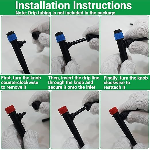 Drip Irrigation Fittings Kit, 1/2" to 1/4" Barbed Connectors, End Plugs, Adjustable Drip Emitters and Vortex Spray Emitters for 1/4" Tubing in Garden or Lawn Use (Tubing Not Included) 38 PCS